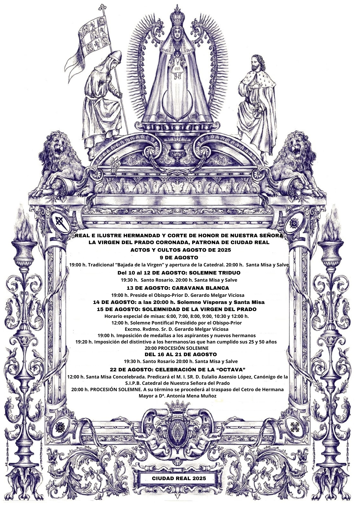 ACTOS Y CULTOS EN HONOR A LA VIRGEN DEL PRADO CON MOTIVO DE SU BAJADA